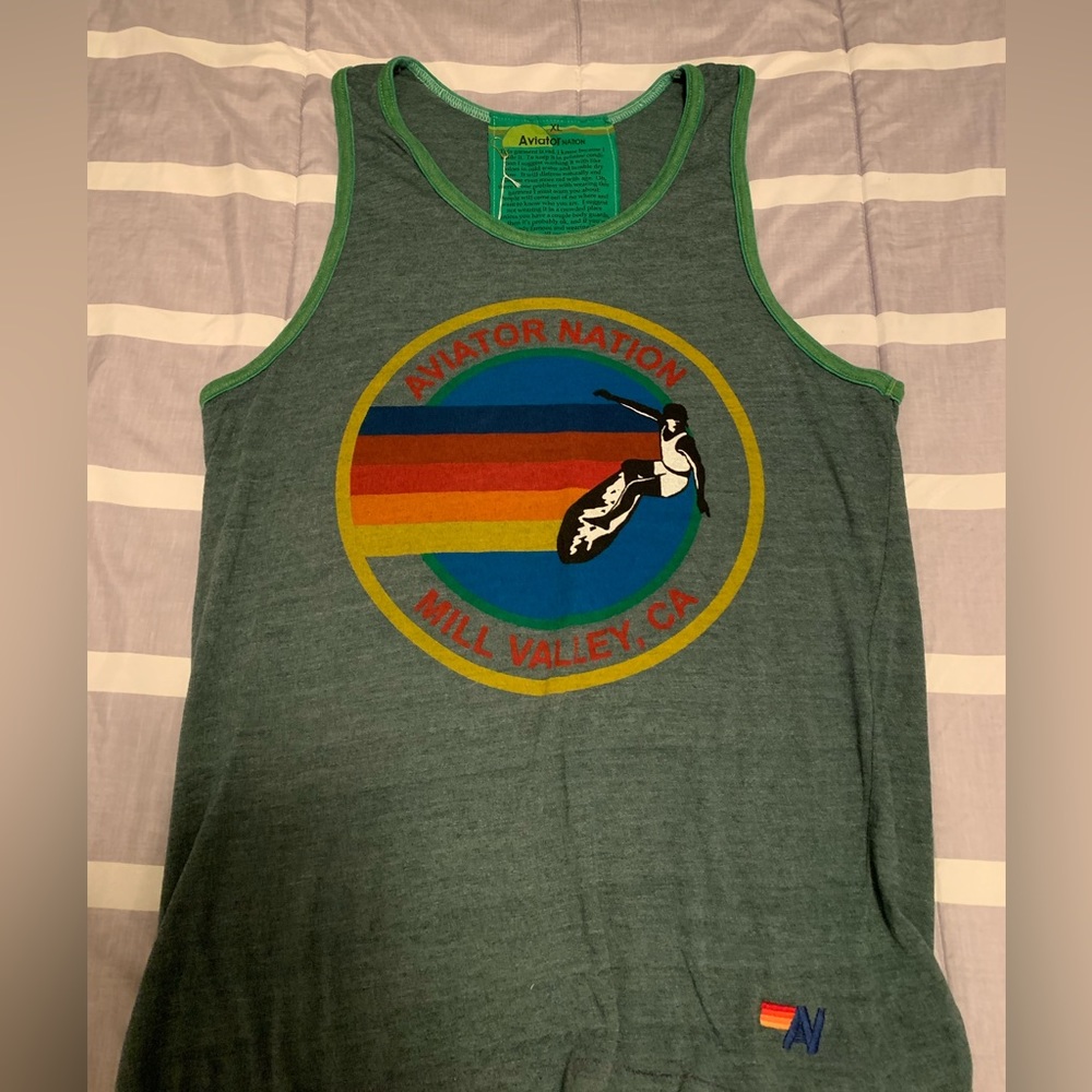 Aviator Nation Green Tank Top XL